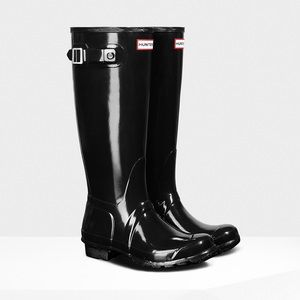 Tall Glossy Black Hunter Boots